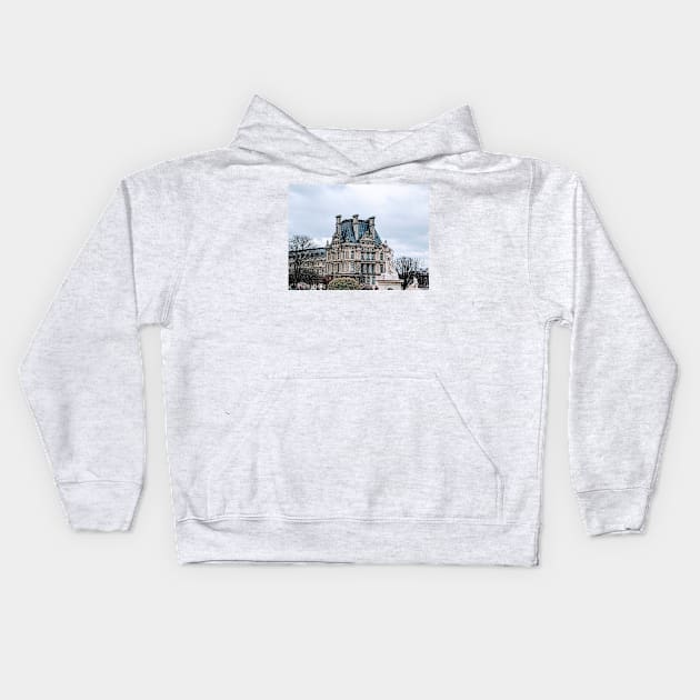 The Louvre French castle garden Kids Hoodie by penandbea